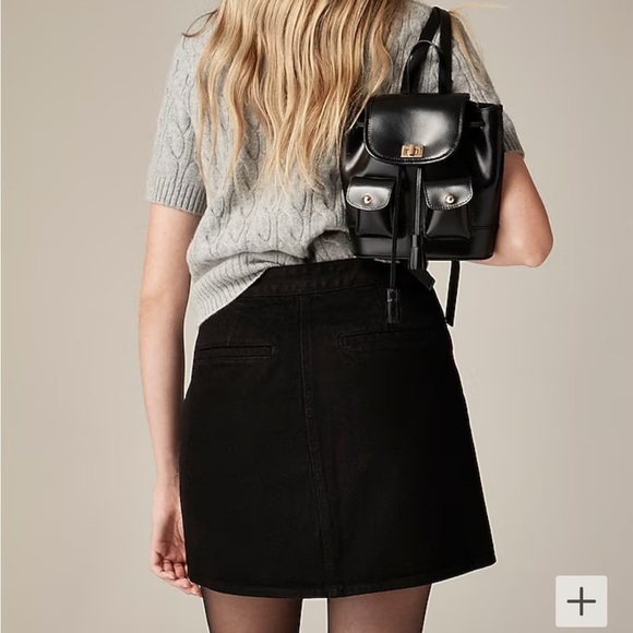 J crew black rinse Button-front denim mini skirt - Picture 3 of 5